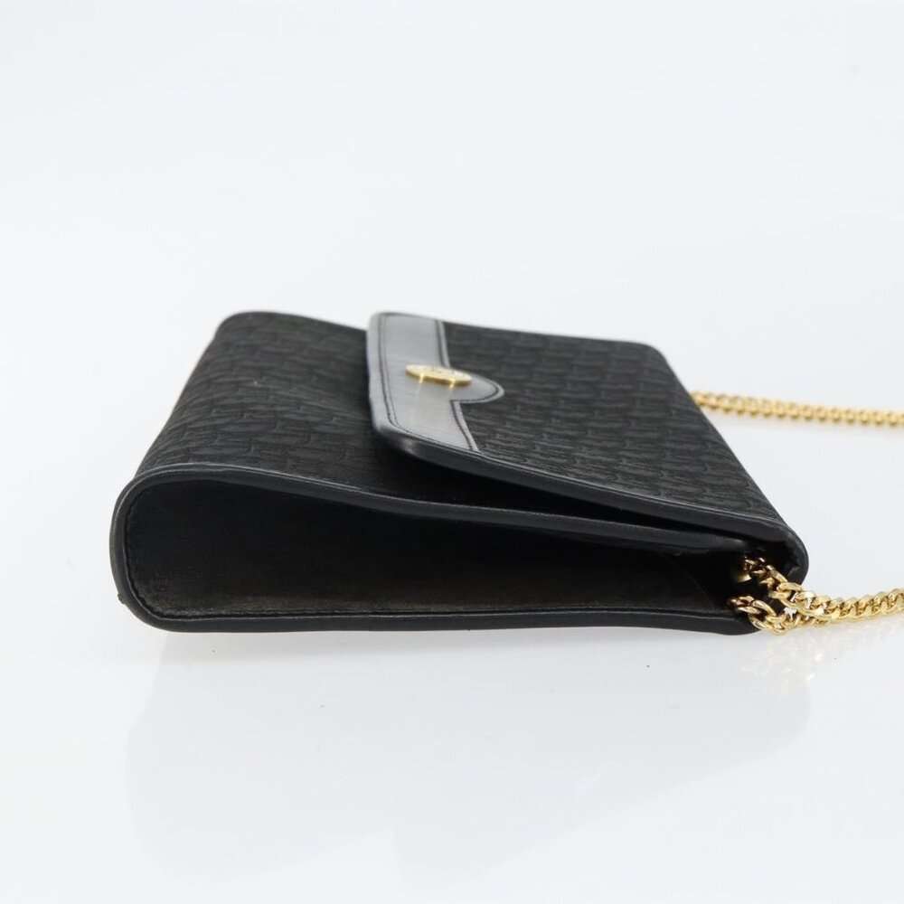 Christian Dior Trotter Canvas Chain Shoulder Bag Black Gold Auth - Picture 4 of 15